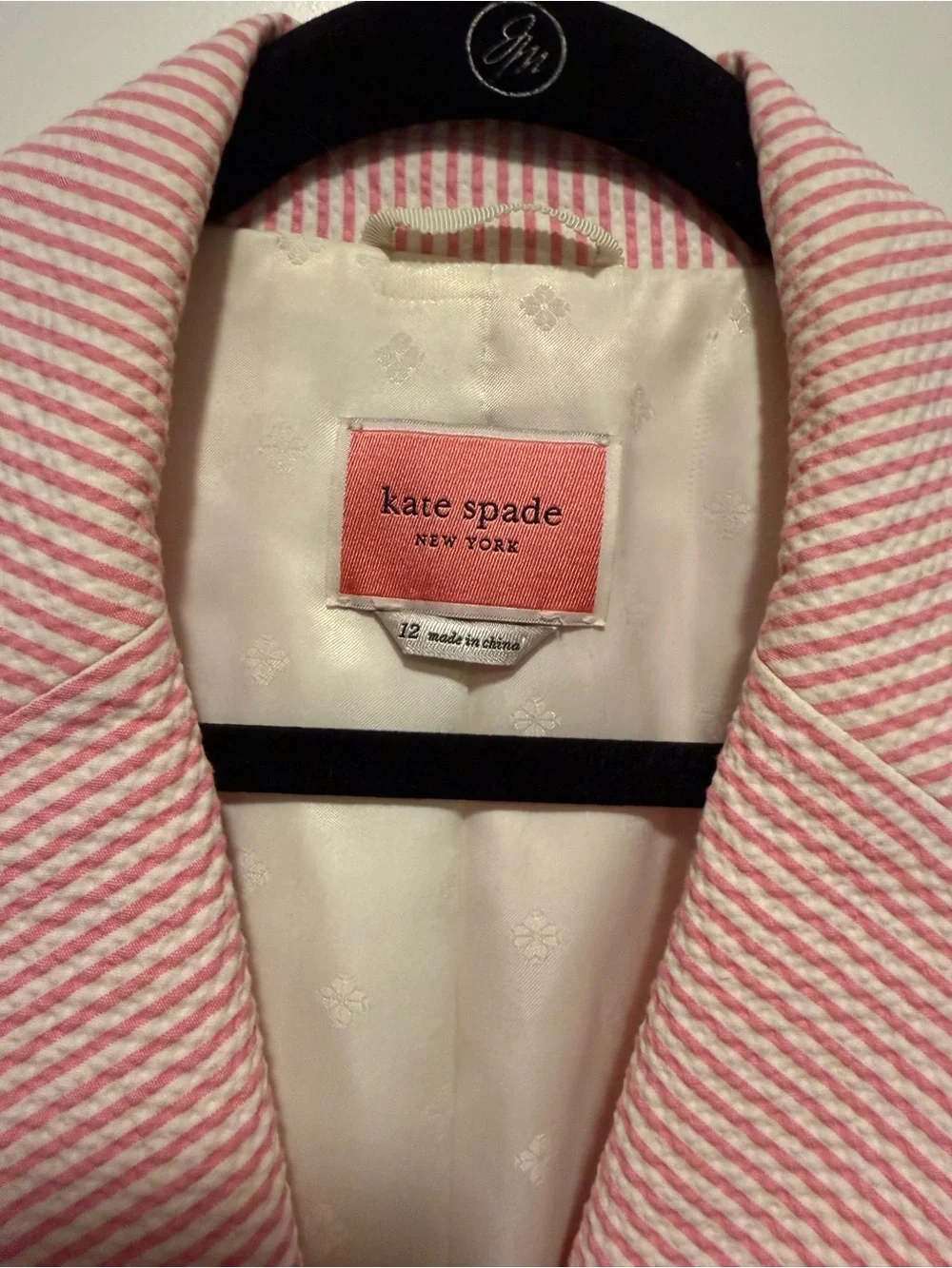 kate spade Pink Striped Seersucker Blazer Jacket